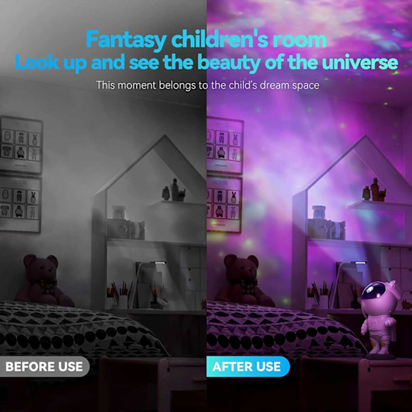 Galaxy Lamp - Nebula Star Projector med fjernbetjening hvid