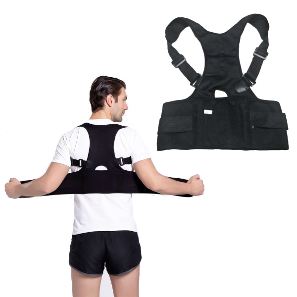 Stærk tilbage vest holder vest ryglæn for bedre kropsholdning sort