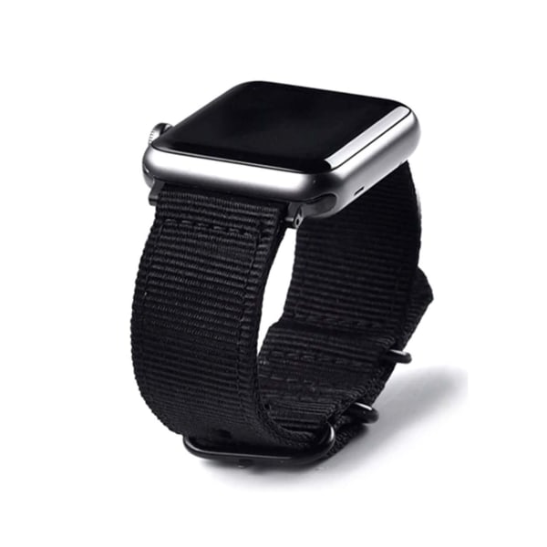 Apple Watch 1/2/3/4/5/6/7/katso 42/44/45 Nylon -rannekoru Nato -rannekorut musta