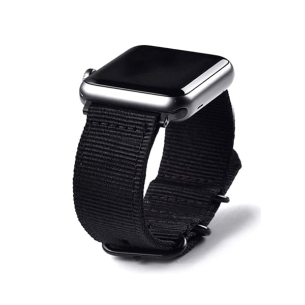 Apple Watch 1-8/SE/Ultra 42/44/45/49 Nylonarmband Natoarmband svart