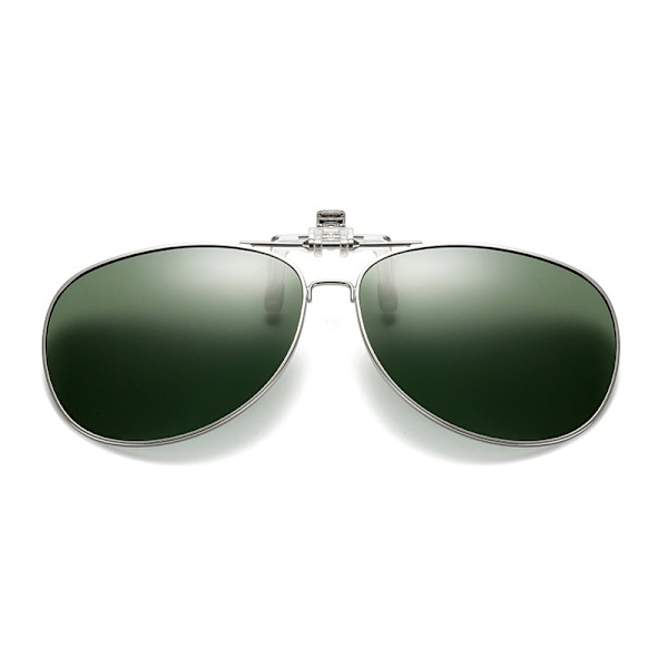 Flip Up Polarized Pilot Clip-On solbriller metallgrønn grønn