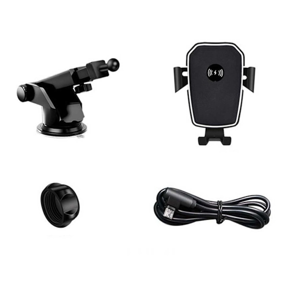 Trådløs mobillader med mobilholder for bil Qi Car Charger svart