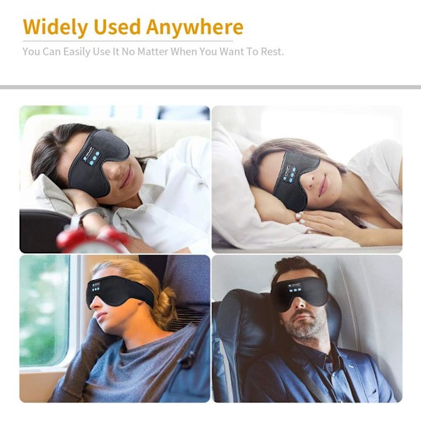 3D Memory Foam Sovemaske med Bluetooth-hovedtelefoner og timer | Luksus sovehovedtelefoner sort sort