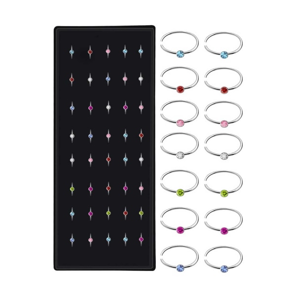 40-pack Fake Piercing Ears Lip Nose Septum Diamond flerfarvet