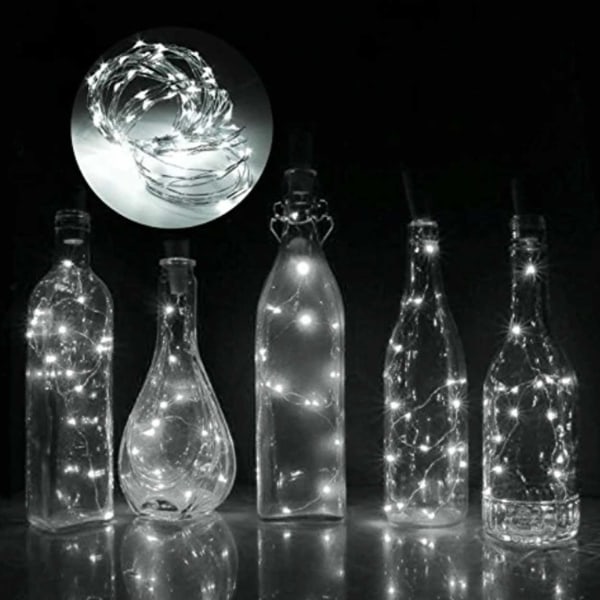2-pack LED Ljusslinga Lampor Belysning för Flaskor Dekoration vit