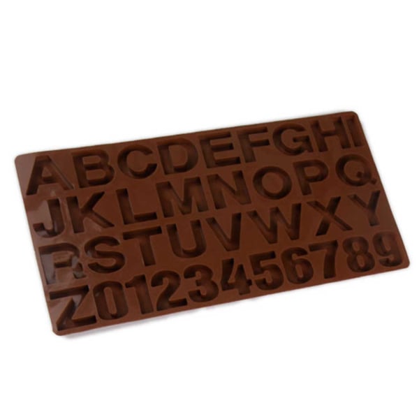 Silikon Chokladform Bakform Bokstäver Alfabet SiIlikonform brun