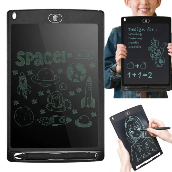 Digital Ritplatta för Barn och Vuxna - 8,5" LCD - Skriv och Rita svart