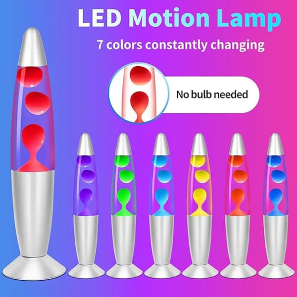 Laavalamppu vahalla LED RGB – 17 väriä, kaukosäädin ja 4 valotilaa, hopea 33 cm Silver