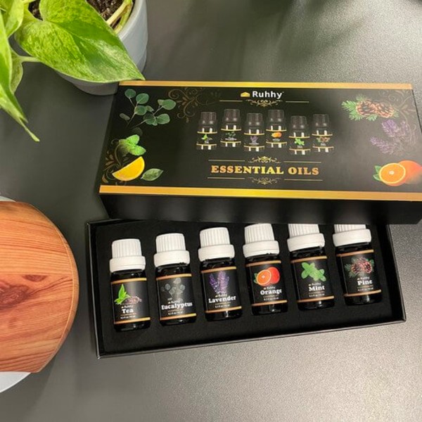 6-Pack Eteriska Oljor | Eukalyptus, Apelsin, Tea Tree, Mynta, Lavendel och Tall 10ml flerfärgad