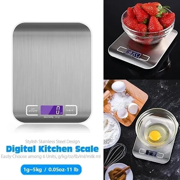 Köksvåg, Pocket Scale, Brevvåg Rostfritt Stål 1g-5kg Vit
