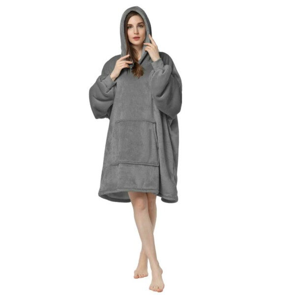 Hoodie Filt Blanket - Oversize Luvtröja Filt Snuggie Mörkgrå grå one size