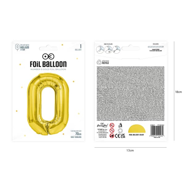 Folieballong tall 0 gull 70 cm gull