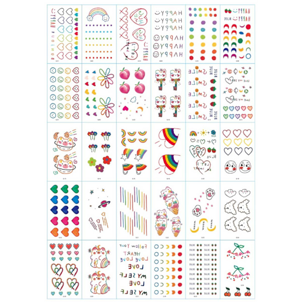 Midlertidige tatoveringer 30-pack falske tatoveringsfigurer flerfarget