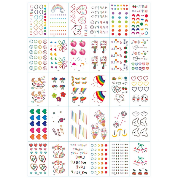 Väliaikaiset tatuoinnit 30-pakkaus väärennetty tatuointi hierot monivärinen