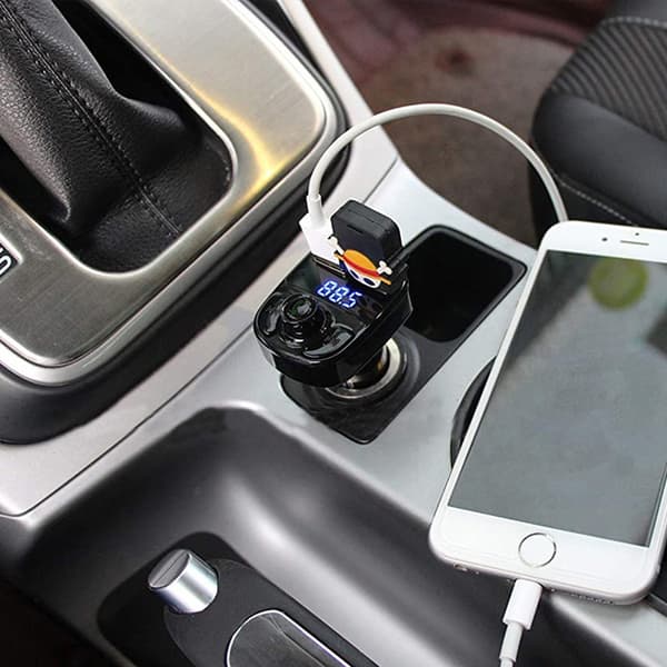 Bluetooth FM-sender med 2x USB-oplader sort