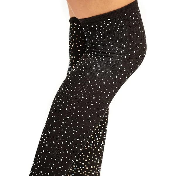 Glittrande Knästrumpor med Strass – Helsvart, Overknee Svart