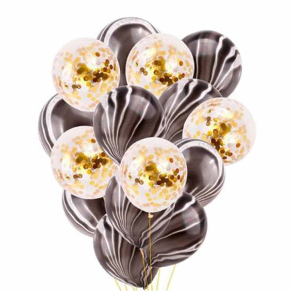 15-pack balloner Black Gold Confetti Balloons 31cm Fødselsdag flerfarvet