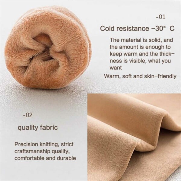 Varmfôrede sokker fløyelfleece beige S