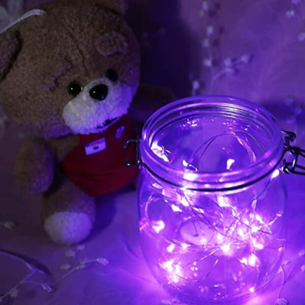 6-pack 1m mini LED-valon silmukka akkukäyttöinen violetti lila