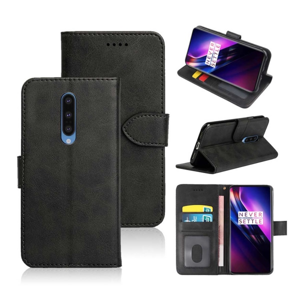 OnePlus 8 WALLET Læder Læder Taske Black sort