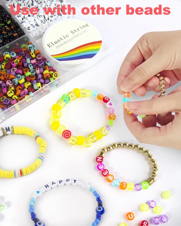 DIY Bokstavspärlor – Smyckesset med 1600 Pärlor och Elastisk Tråd för Armband