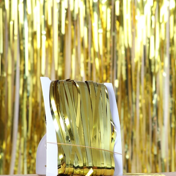 Glitterdraperi Metallic Guld 3-Pack [3x2m] för Fest Födelsedag guld