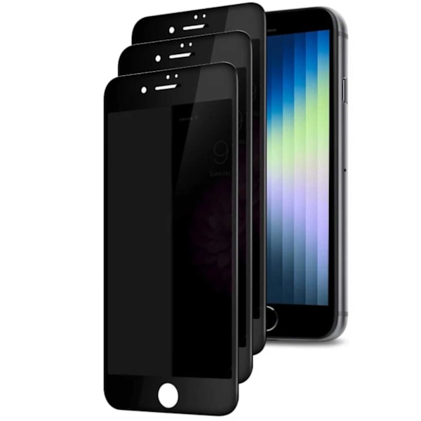 3-pack iPhone 8 Privacy Näytönsuoja Full Coverage HD Tempered Glass