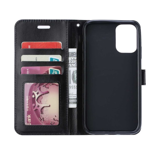 Galaxy S20 Ultra Wallet Case Black Leather Leather Case svart