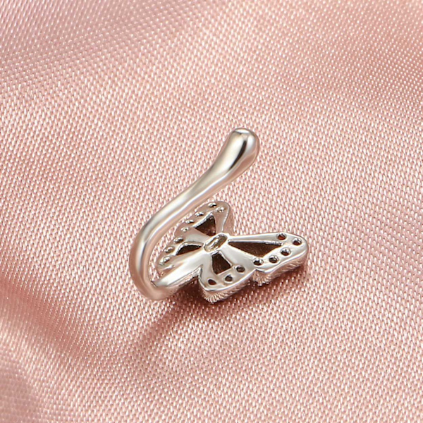Clip-On Näspiercing Fjäril med Kristaller Silver guld