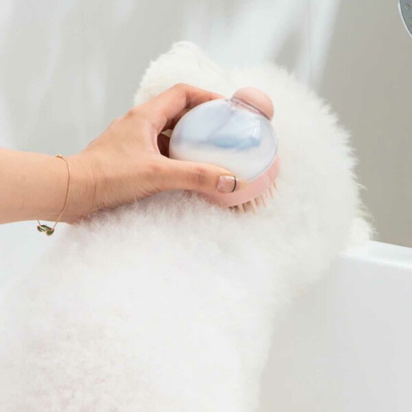 Shampoo -harja koiralle - pesu, shampooointi ja hieronta harmaa