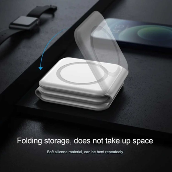 Taitettava langaton mobiililaturi 3-in-1 Magsafe White valkoinen