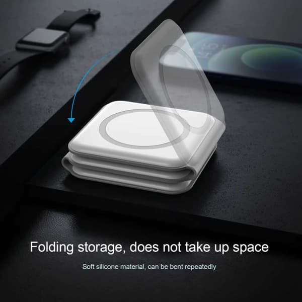 Vikbar Trådlös Mobilladdare 3-i-1 Magsafe Kompatibel Vit vit