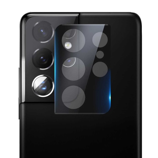 2-Pack Heltäckande Galaxy S21 Ultra Kameralinsskydd Glas svart