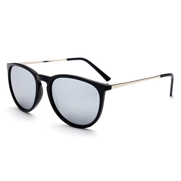 Retro solbriller blankt svar speilglass + senil ledning svart