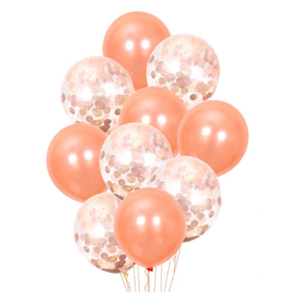 10-pack Ballonger Konfettiballonger Födelsedag Roséguld