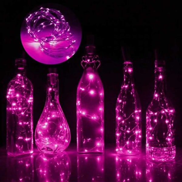 2-pack LED Ljusslinga Lampor Belysning för Flaskor Dekoration rosa
