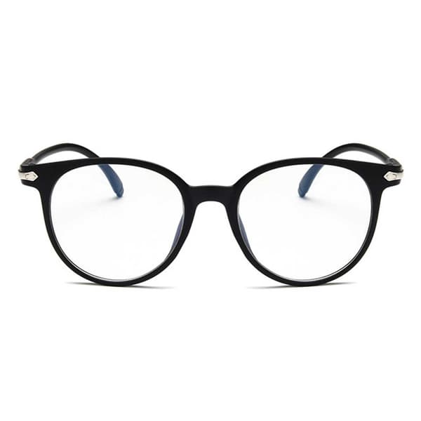 Matte sorte runde briller klart glas uden styrke klart glas sort