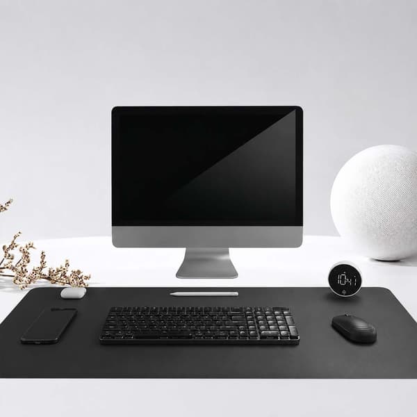 Sort skrivebordsunderlag Deskmat 90x45 cm PU-læder sort