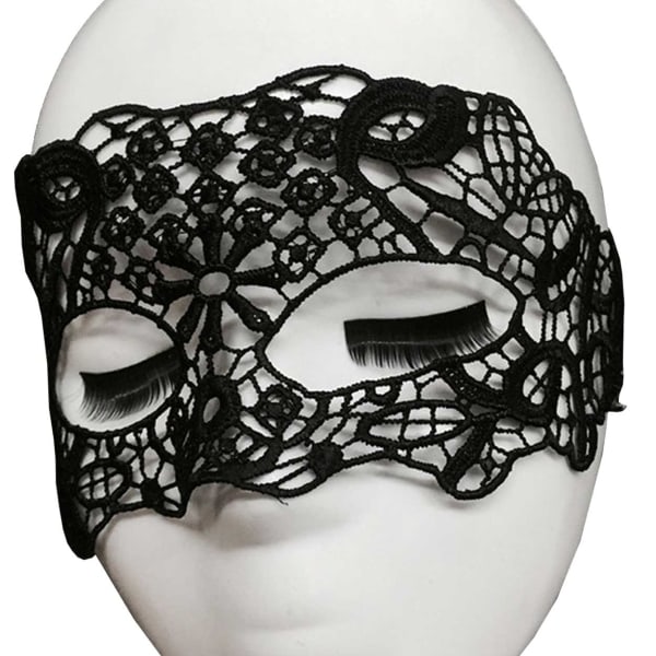 Maskerad Mask Venetiansk Ögonmask i Spets Lace svart