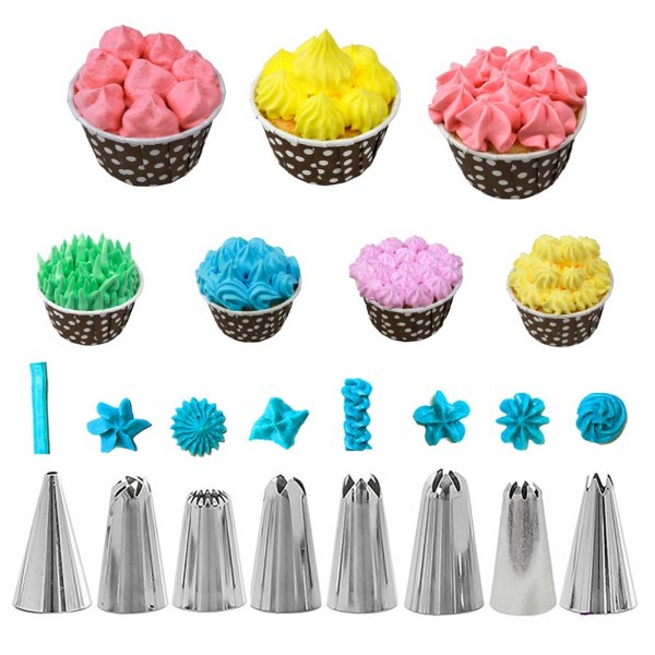 Tyllset - 24st Spritstyllar, Spritspåse Koppling - Cake Tool vit