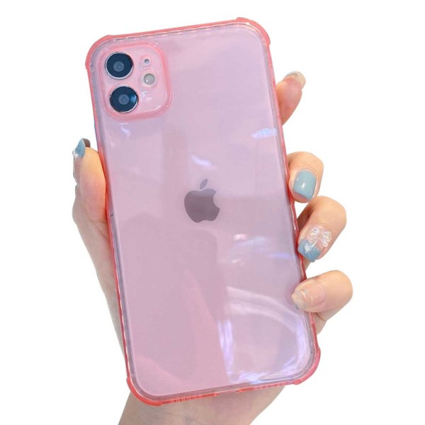 iPhone 12 mini -ohut vaaleanpunainen läpikuultava kuori läpinäkyvä läpinäkyvä