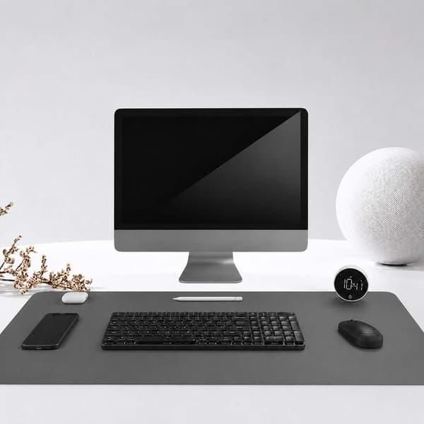Mørkegrå skrivebordsunderlag Deskmat 60x40 cm PU-lær