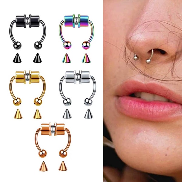 Fake Näspierging - Magnetisk Septum Näspiercing Utan Hål Färg: flerfärgad