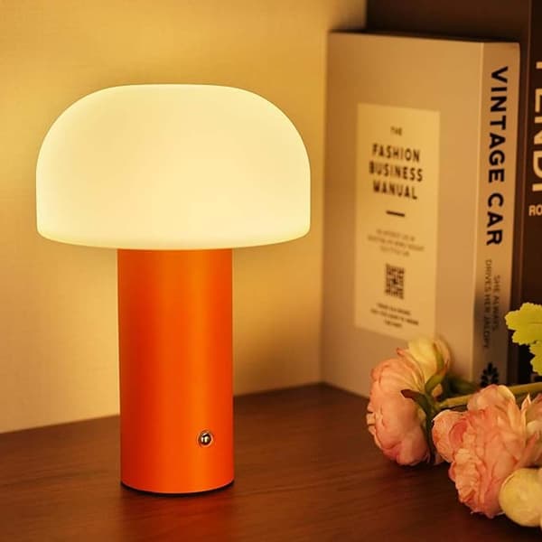 Retro Bordlampe Svamp | Trådløs Genopladelig LED Lampe Orange