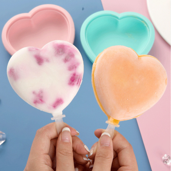 2-pak glasform hjerte - lav deres egne iskestokke derhjemme pink