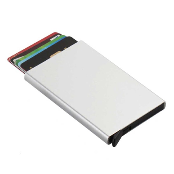 Metalli pop-up-kortin pidike RFID-suojahopealla hopea