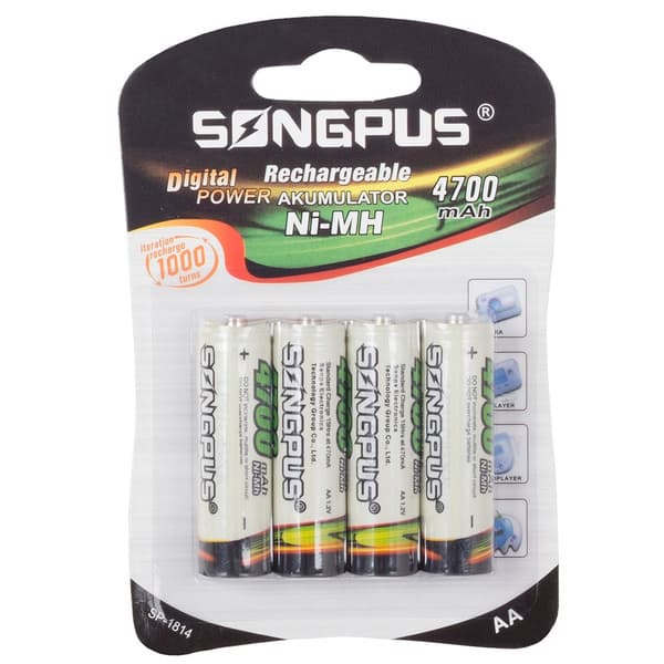 4-Pack Genopladelige AA-Batterier 4700mAh