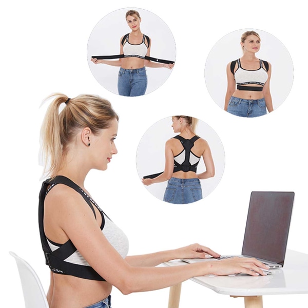 Stærk bageste vest Holding Vest For Better Posture Ryglæn Unisex sort one size