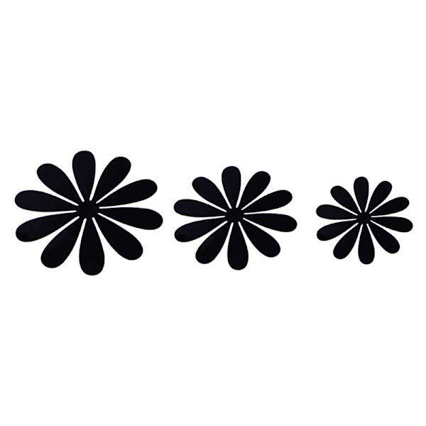 Väggdekoration 12-pack Blommor 3D Svart Väggdekal Stickers Väggdekor svart