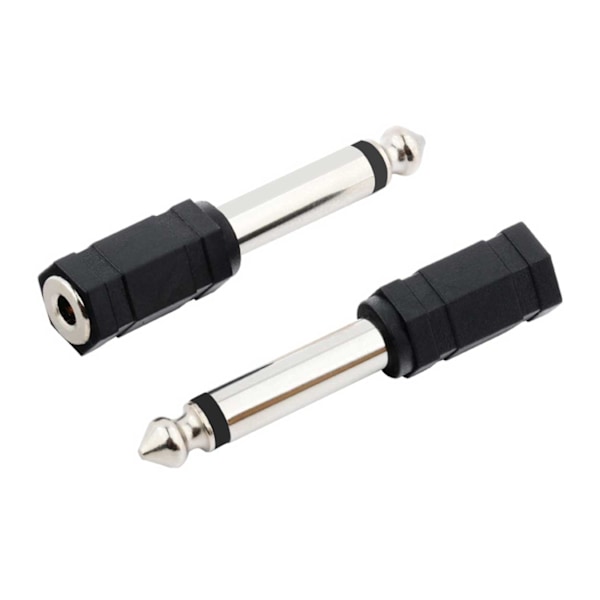 2-pack lydadapter 3,5 mm aux til 6,3 mm stereoadapter teleplug svart